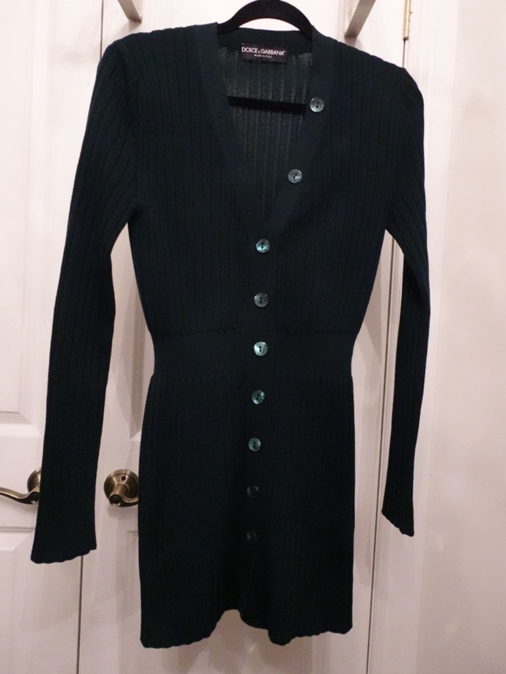 Dolce & Gabbana Dark Green Wool Cardigan, Size 4